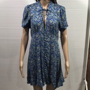 Free People summer floral print dress blue